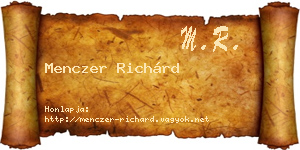 Menczer Richárd névjegykártya